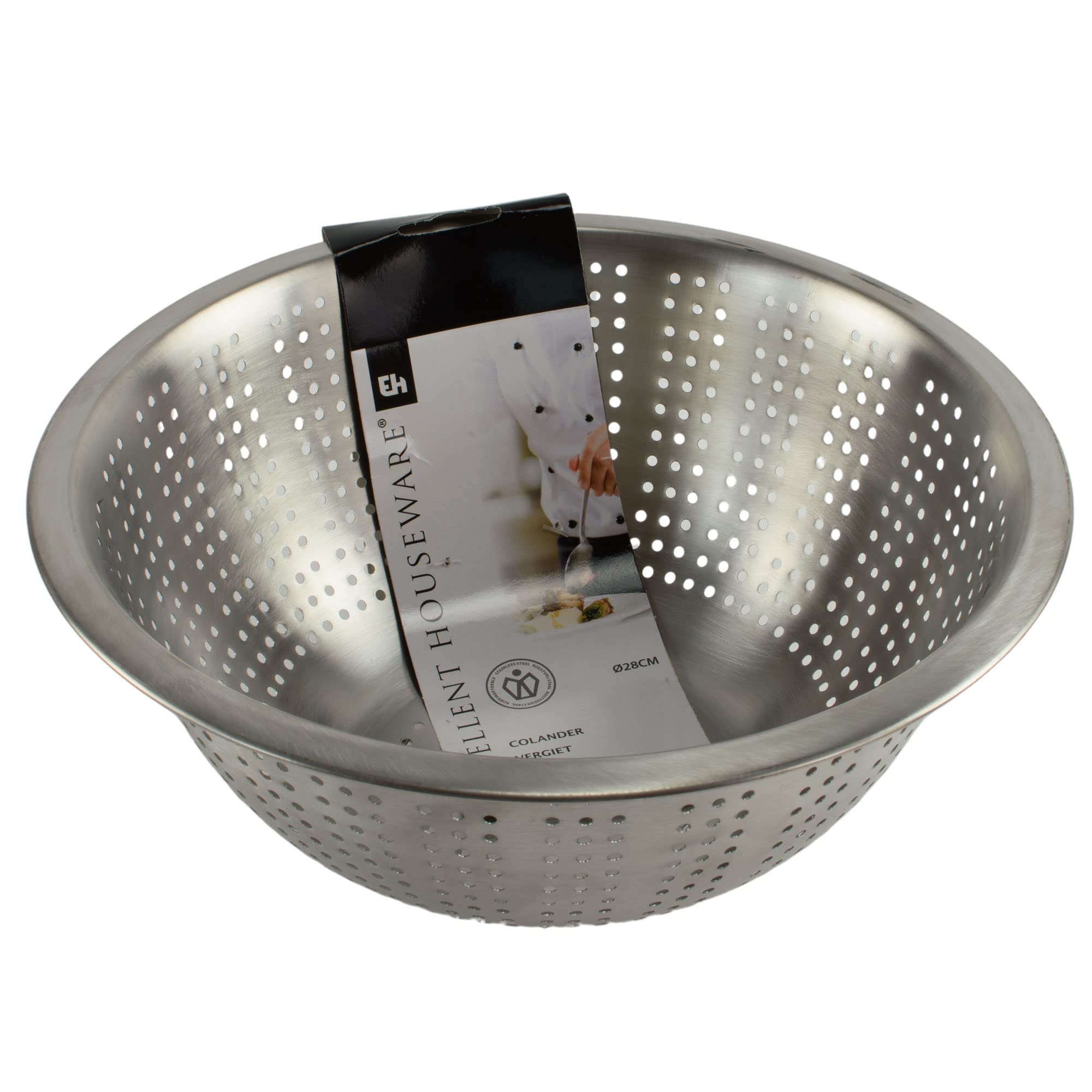 EuroDiscount KI Stainless Steel Strainer Sieve Bowl Colander 28 cm Noodle Salad Fruit Vegetables