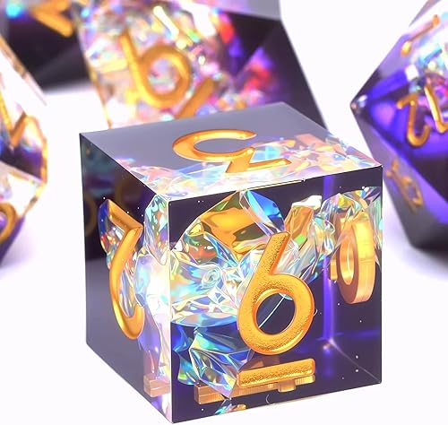 Miniatura 10 de Dungeons and Dragons - Juego de dados de núcleo líquido D&D, juego de dados de resina poliédrica DND, utilizado para juegos de rol, juego de dados