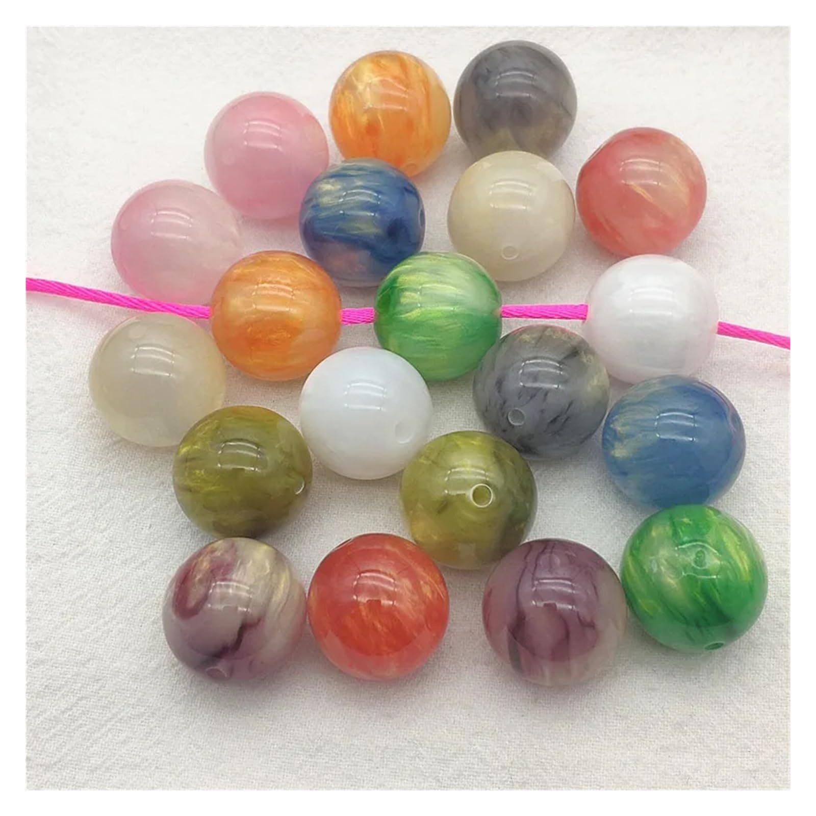 Perles Rondes épaisses en résine Effet marbre, 20mm, 100 pièces, for Collier Fait à la Main, pièces de Bricolage, résultats et Composants de Bijoux