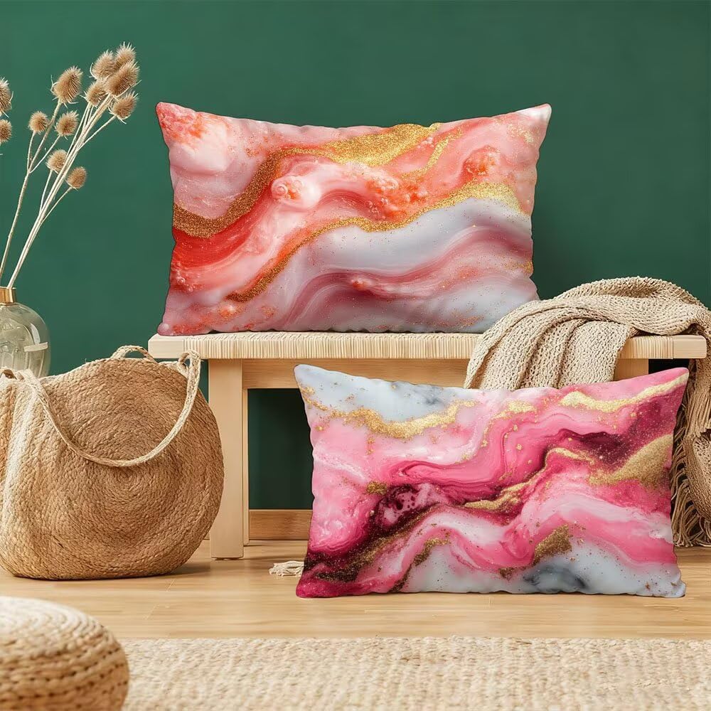 Housses de coussin 50x70cm rose velours avec taie oreiller rectangulaire déco