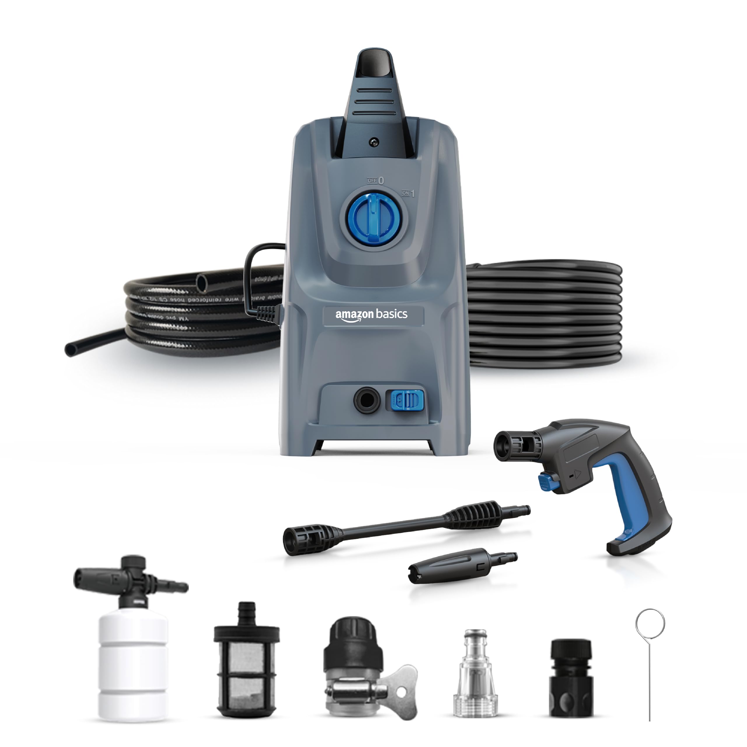 Amazon Basics Pressure Washer 1800W, 105 Bar, 6.5 L/min Flow, 10m Hose, 5m Power Cord, Copper Winding Motor, Auto Stop, | Includes 8 Accessories | Ideal for Car, Bike, Home and Outdoor Cleaning-image-8