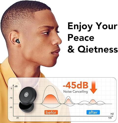 Miniatura 4 de Tapones para los oídos con cancelación de ruido para dormir, 45 dB, tapones silenciosos para protección auditiva con silicona suave y reutilizable,