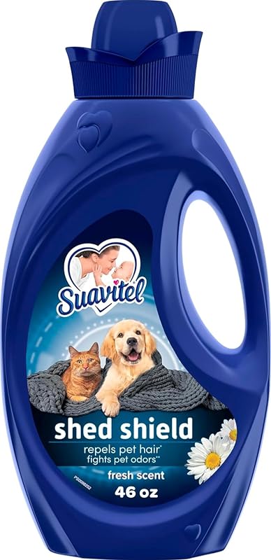 Suavitel Shed Shield Liquid Fabric Softener, Fresh Scent, 46 fl oz | Repels Pet Hair, Fights Cat Urine and Wet Dog Odors, Concentrated Fabric Conditioner, HE Compatible, Long-Lasting Freshness