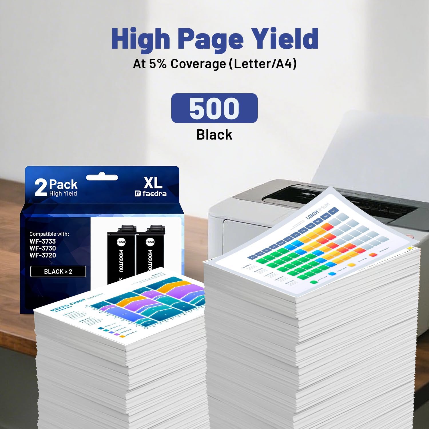 Remanufactured 702XL Ink Cartridges Replacement for Epson WF-3730 WF-3733 image 3