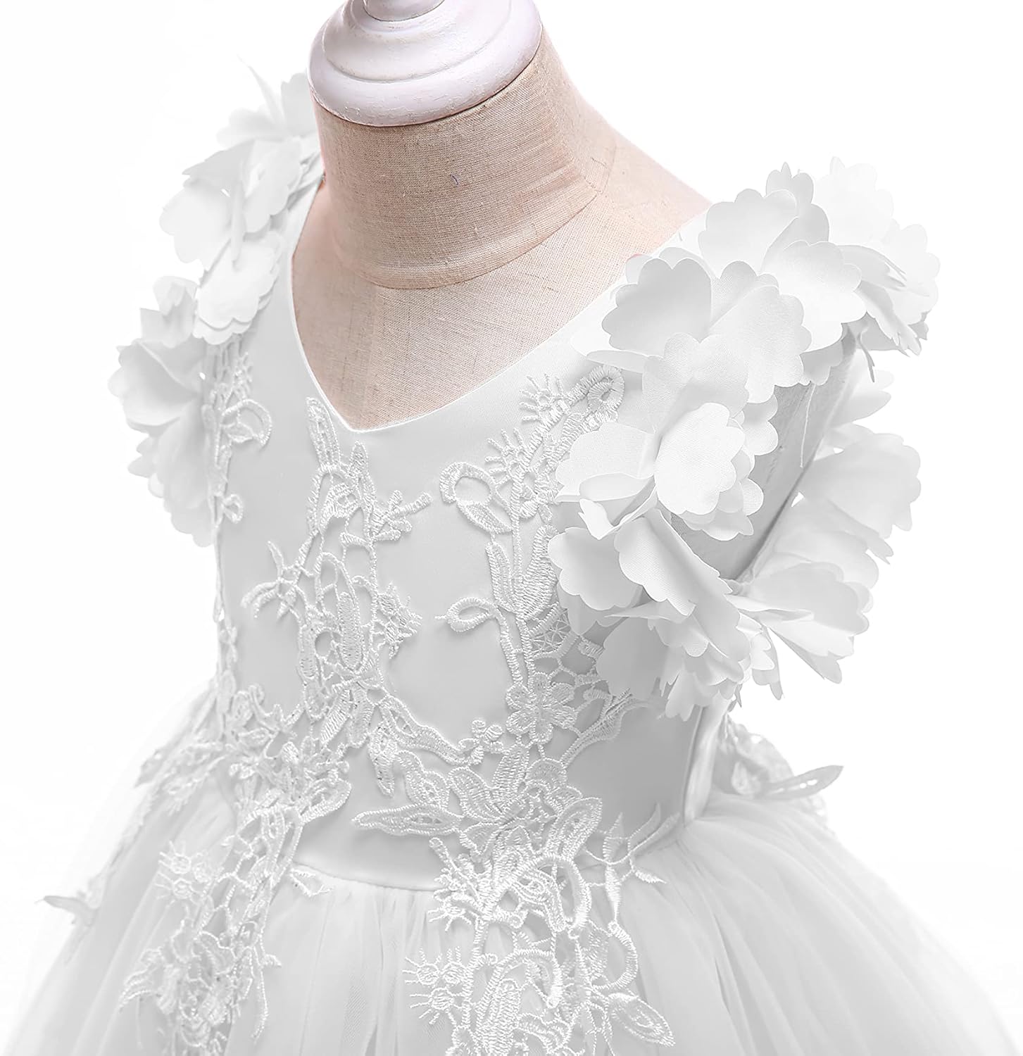 Weileenice Flower Girl Lace Dress Pageant Kids Wedding Christmas Holiday Party Dresses - Image 3