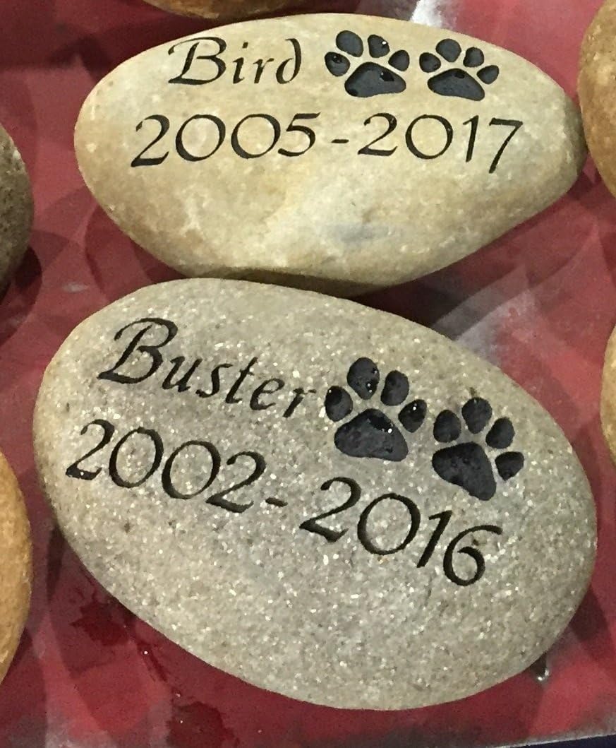 Upstate Stone Works Personalized Dog Pet Memorial River Stone | Custom Engraved Natural Stone | Outdoor Garden or Grave Marker | 8–10” Natural River Rock