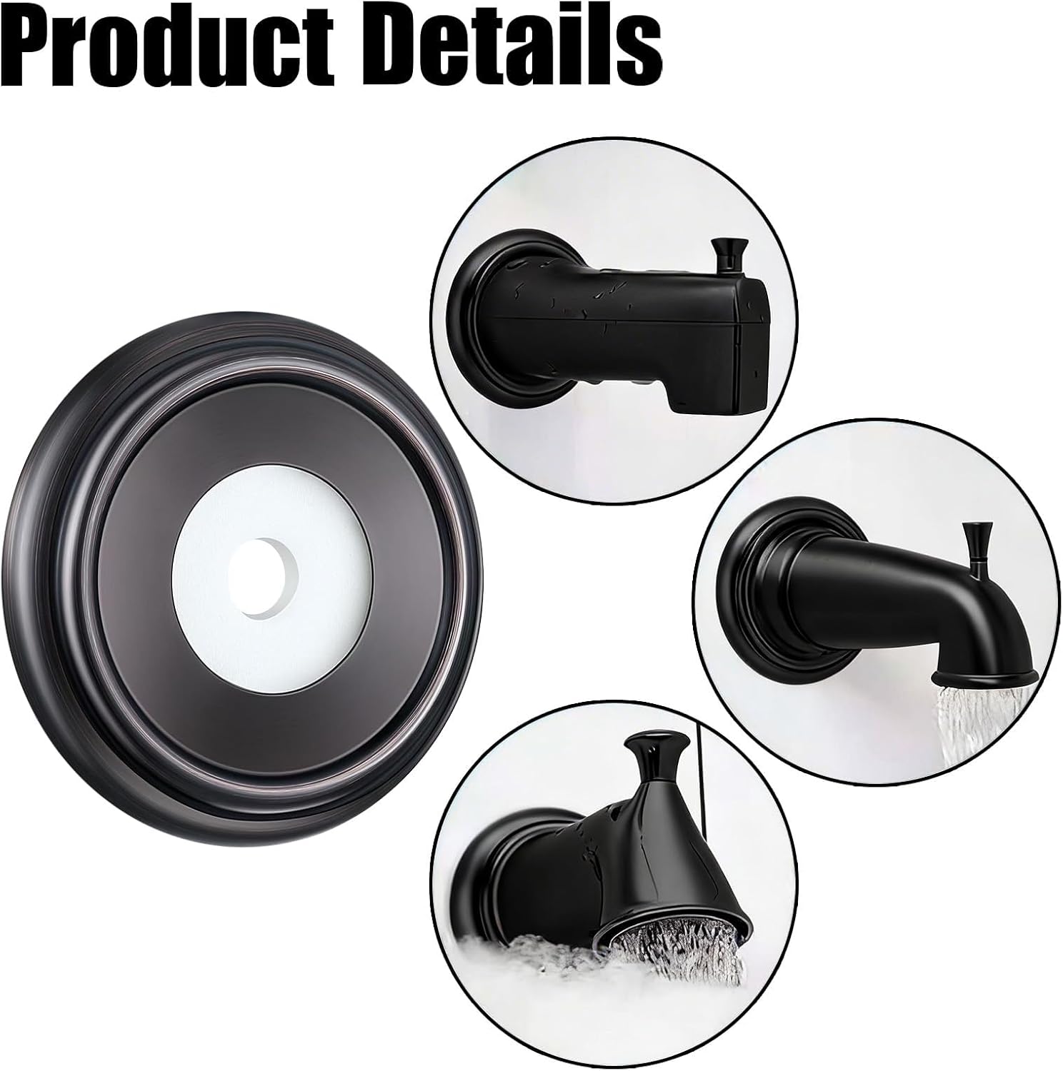 2 Pcs Metal Tub Spout Cover Ring with Foam Gasket, Tub Spout Wall Plate Flange,Replacement Hardware for Bathroom Fixtures, 1-1/2Inch ID and 3-5/8 Inch OD(Oil Rubbed Rronze)
