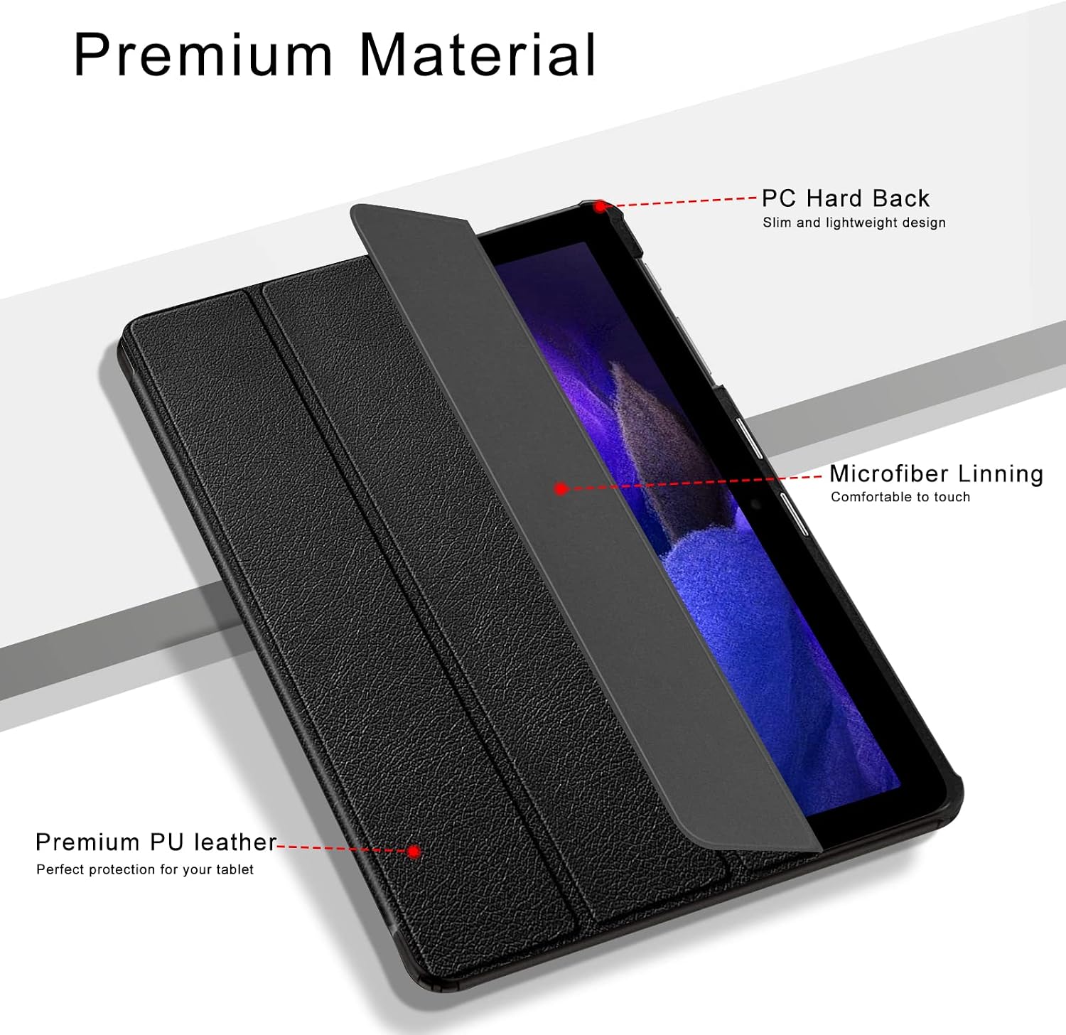 Janmitta Tablet Case for Samsung Galaxy Tab A8 10.5 Inch 2022,Ultra Light Slim Fit Shockproof Trifold Stand Cover with Smart Auto Wake/Sleep[Hard Back Shell],SM-X200/X205/X207 Black