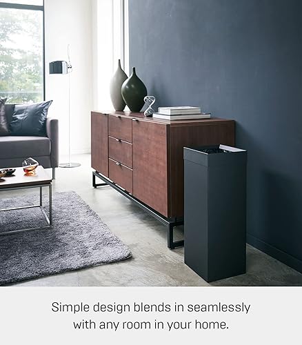 Miniatura 2 de YAMAZAKI home 4489 - Cubo de basura alto moderno con asa, tamaño único, color negro