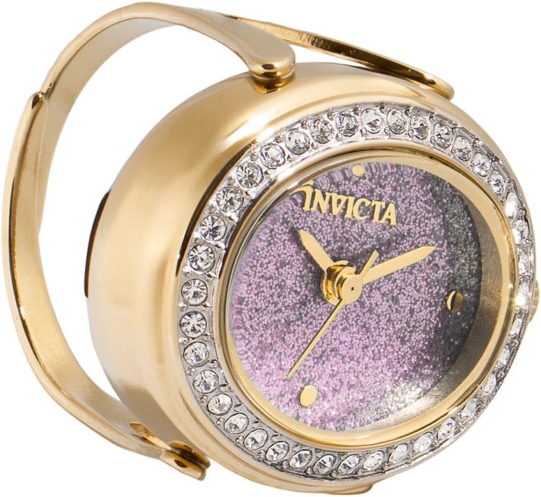 Invicta Mini Ring Watch Lady 24mm Stainless Steel Gold Pink dial PC11 Quartz