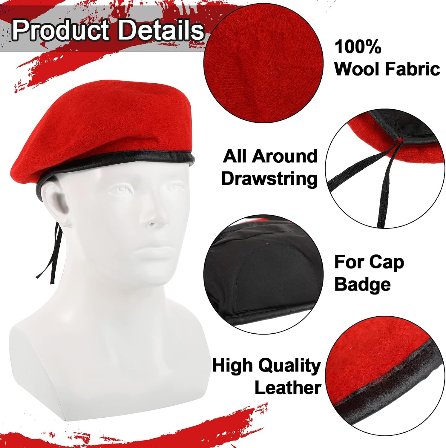 Zhehao Adjustable Wool Berets Solid Color Military Army Style Beret Hats