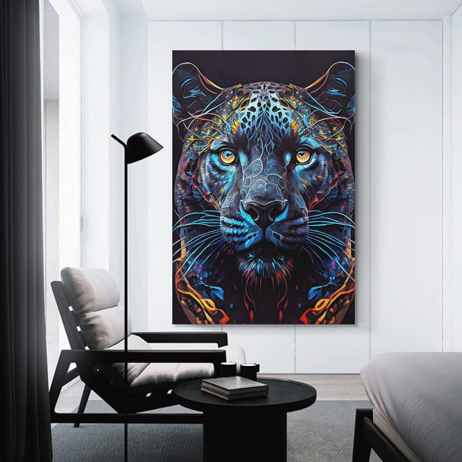 Junmoney The Black Panther Wall Decor Canvas Print 16x24inch(40x60cm), for Sofa Walls, Lounge Or Home Corners, Modern Wall Decor for Cosy Interiors