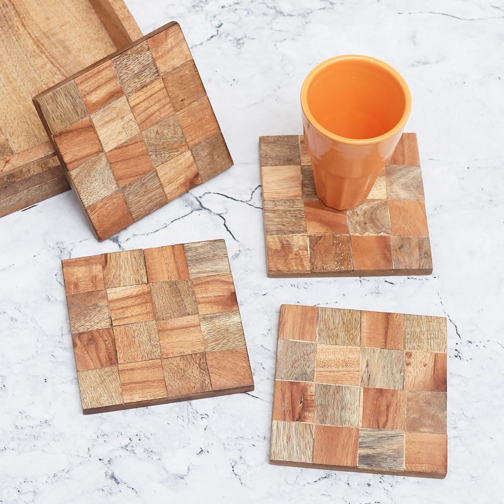 IndianShelf Coasters Set of 18| Wooden Coasters| Coasters for Cups| Tea Coaster| Dining Table Coaster| Coaster| Dinner Table Accessories| Gifts from India| Bar Set for Home| Alcohol Accessories