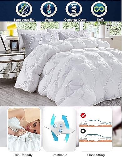 Miniatura 5 de Crown Collection Edredón plisado de plumón alternativo, tamaño King de Alaska, 132 x 120 pulgadas, 1 pieza para todas las estaciones, 500 GSM, con