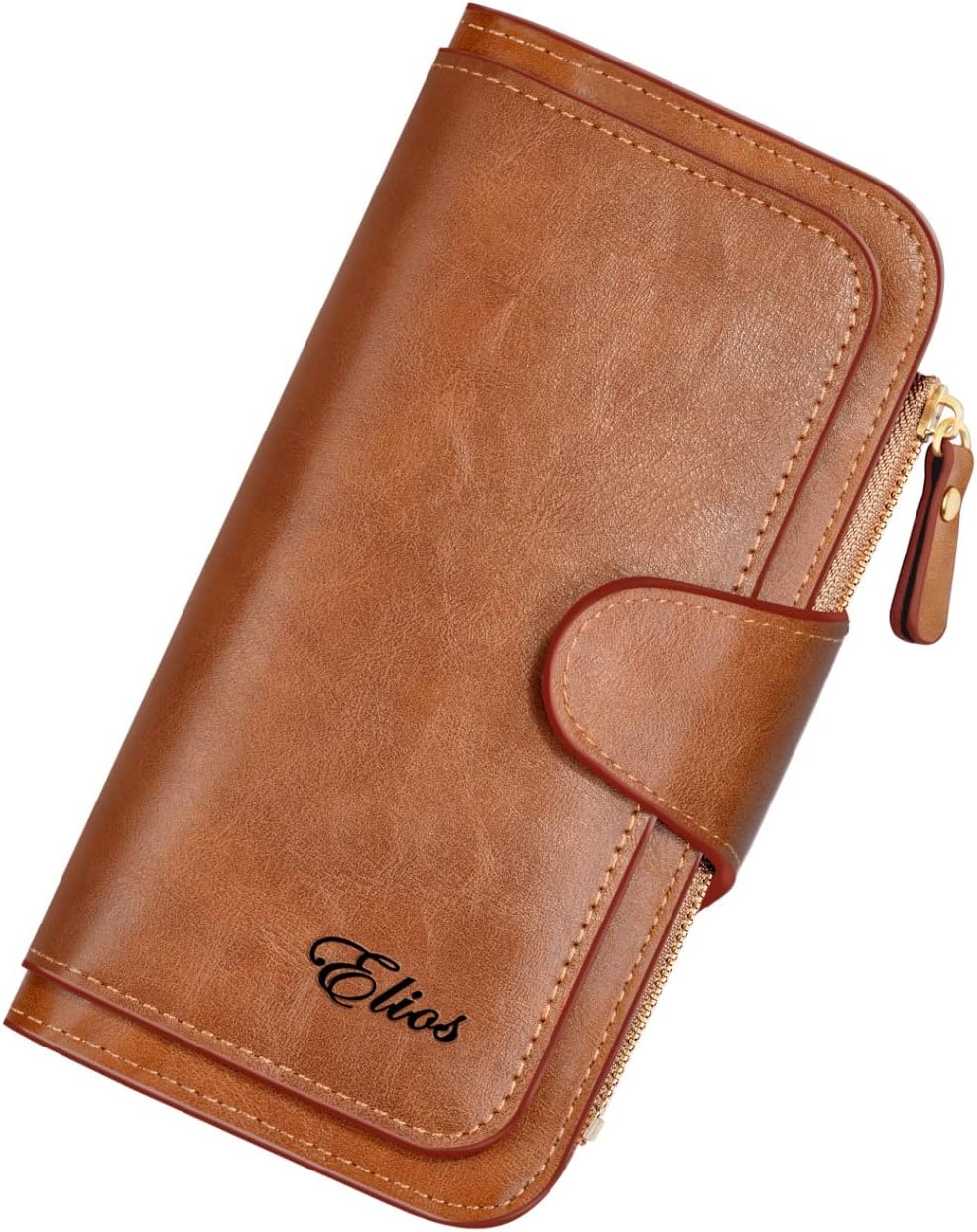 Elios Women Wallet Soft PU Leather Multi Card Organizer Ladies Clutch (Brown)