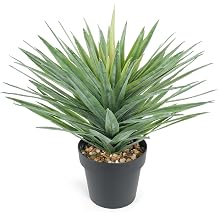 Velener Artificial Agave Plant in Black Pot with Real Stone Pebbles, Large Fake Agave Plant for Indoor and Outdoor-22 inches Tall, 105 Leaves