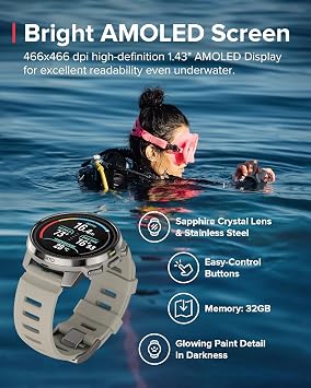SUUNTO Ocean Dive Computer (All Black) + Tank Pod Combo, GPS Multisport Watch for Training, Underwater Route Tracking & Wireless Tank Pressure Monitor