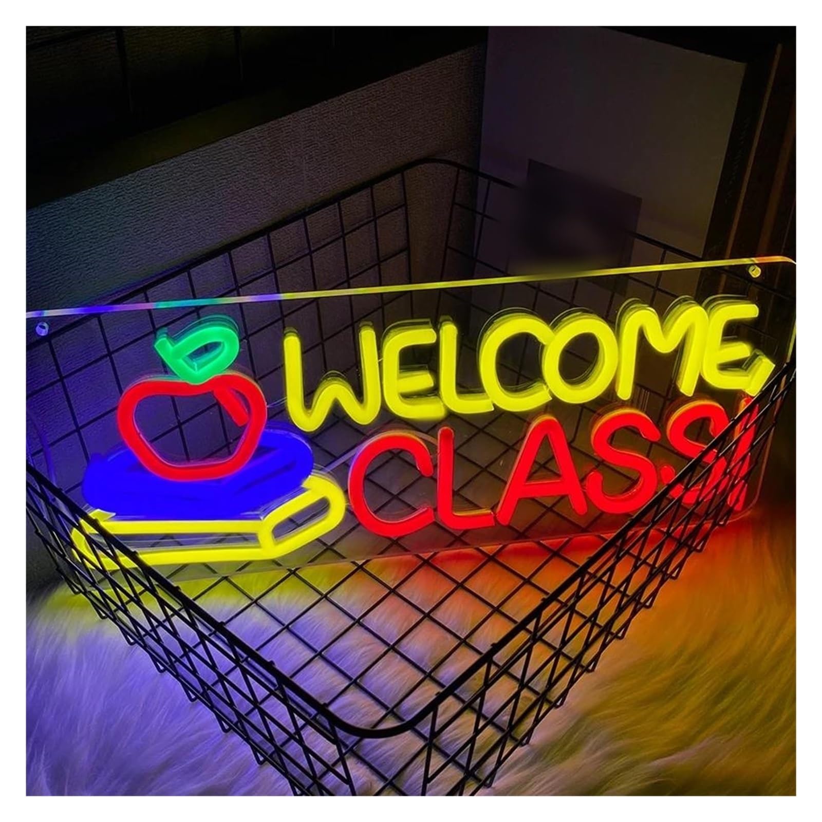 Insegna al per neon a LED Welcome Class utilizzata per l'ingresso del negozio, per il funzionamento e la decorazione murale club 18cmх42cm