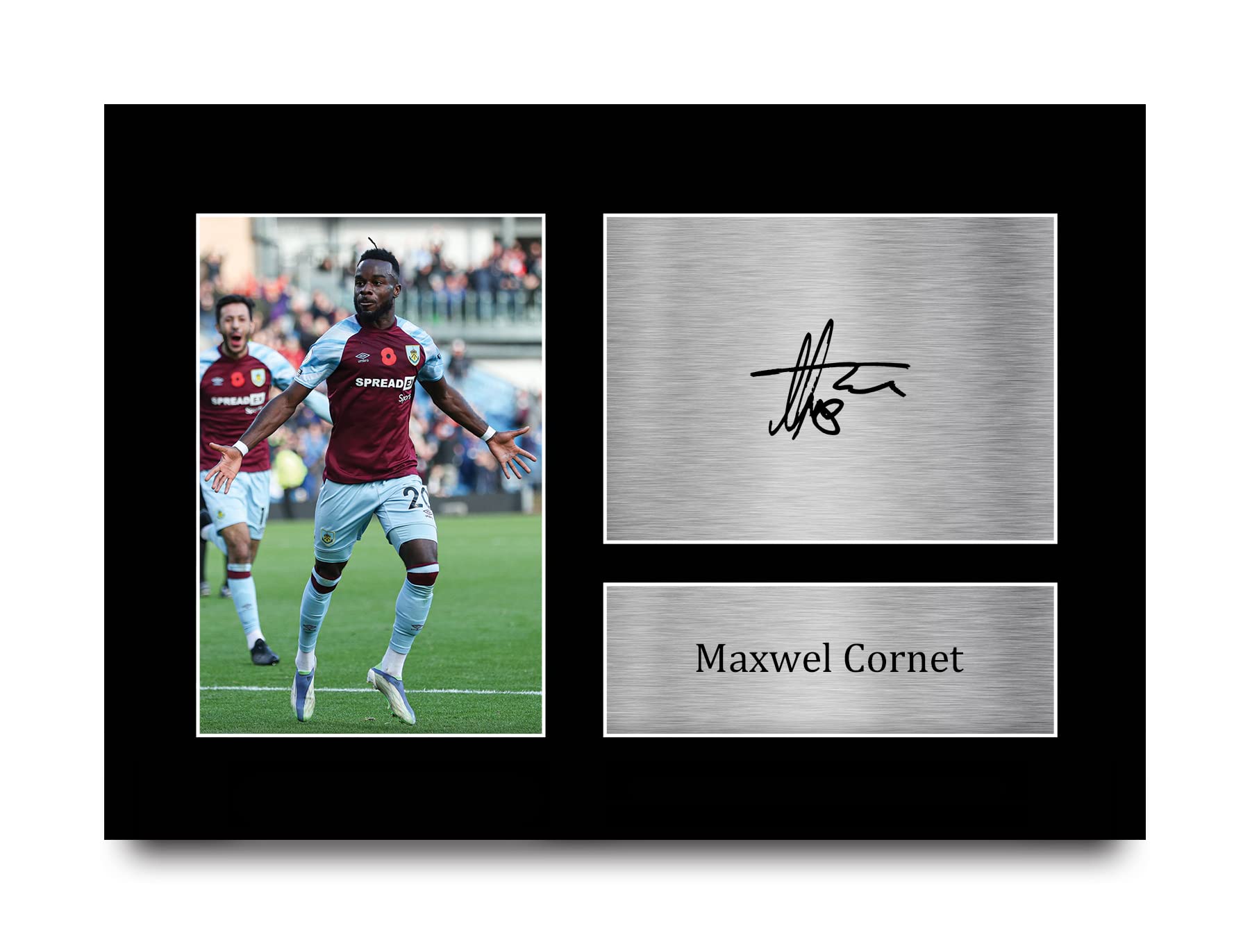 HWC Trading FR A4 Maxwell Cornet Burnley Geschenke Gedrucktes Signiertes Autogramm Foto Für Fußball Anhänger And Fans - A4 Framed