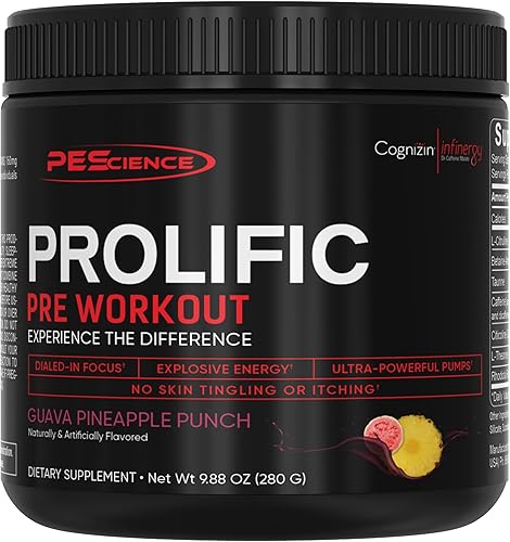 PEScience Prolific - Polvo de preentrenamiento para hombres y mujeres con L-citrulina, potenciador de óxido nítrico, polvo energético y nootrópico