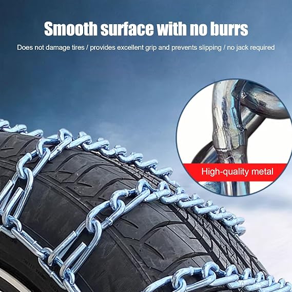 Set of 2 Snow Tires Chains for Tire Cars Pickups SUVs Universal Emergency Tires Traction Chain Adjustable Portable Anti-Skid Thickening Snow Chain, Tire chains(255/60R19)