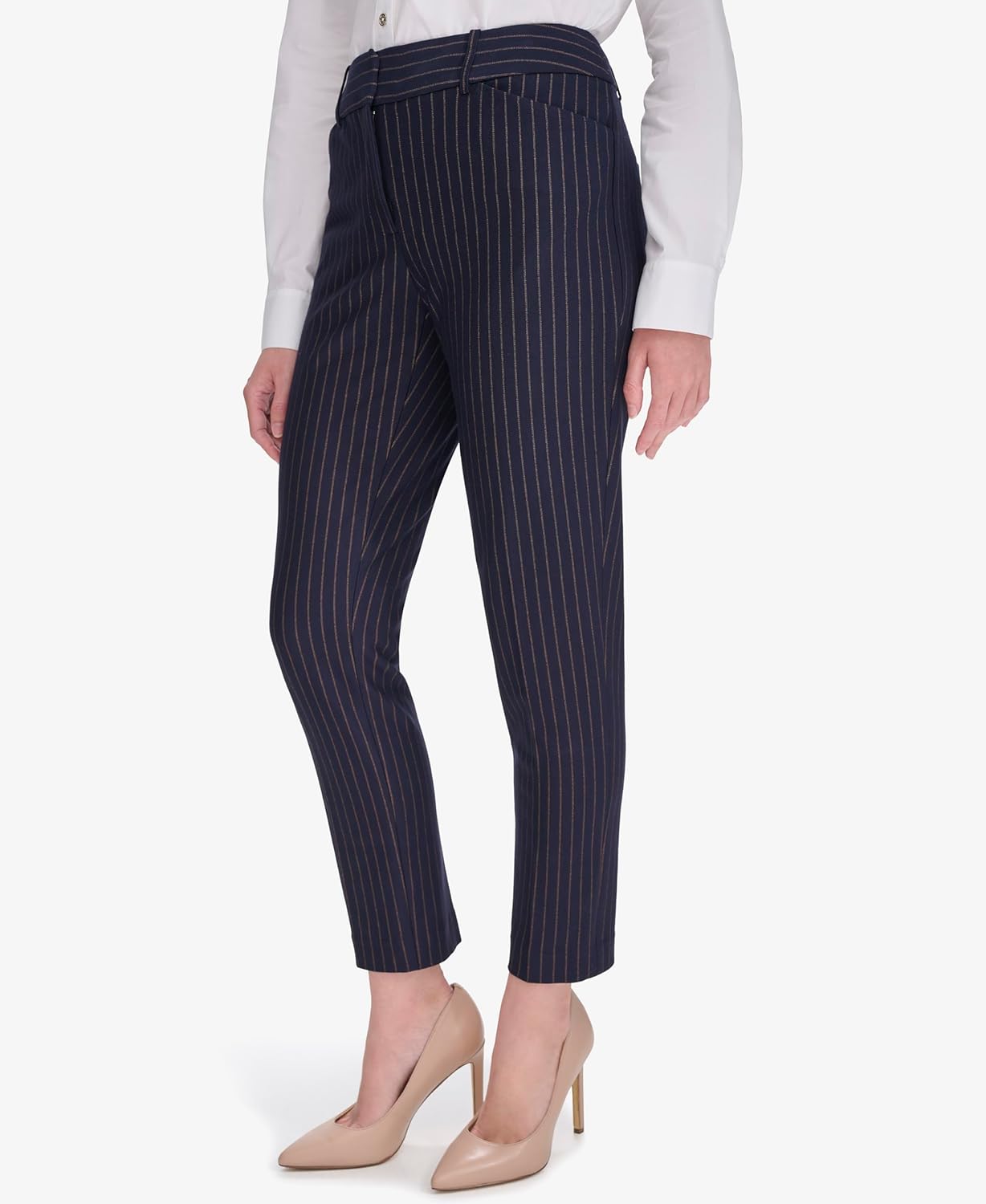 Tommy Hilfiger Womens Slim Fit Pinstripe Print Trousers - Image 3