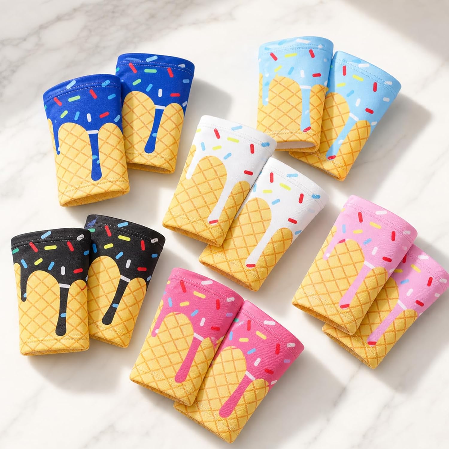 6 Pairs Ice Cream Drip Wristbands for Athletic Activities, Moisture Wicking Sweatbands in Six Vibrant Colors, Non Slip Fitness Accessories as Baseball Party Favors Gift image 4