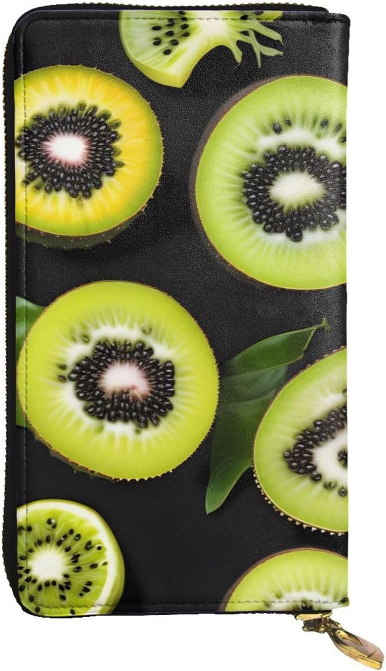 Green kiwi Women's wallet, clutch wallet, with zipper, large capacity.