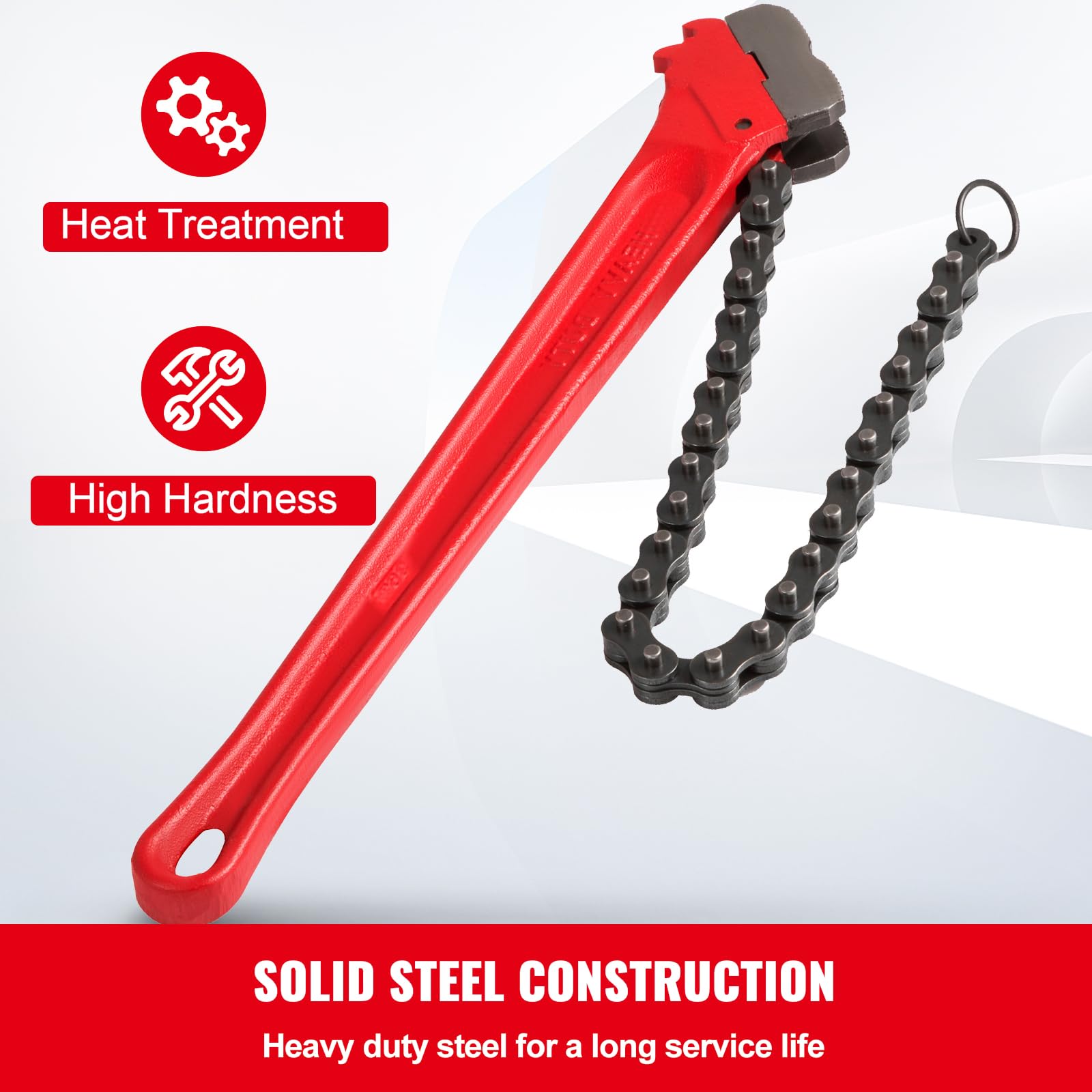 Klucz łańcuchowy 36", wytrzymałe narzędzie do rur filtra oleju, zakres od 4-1/2" do 7-1/2", długość łańcucha 30" (760 mm) do prac hydraulicznych
