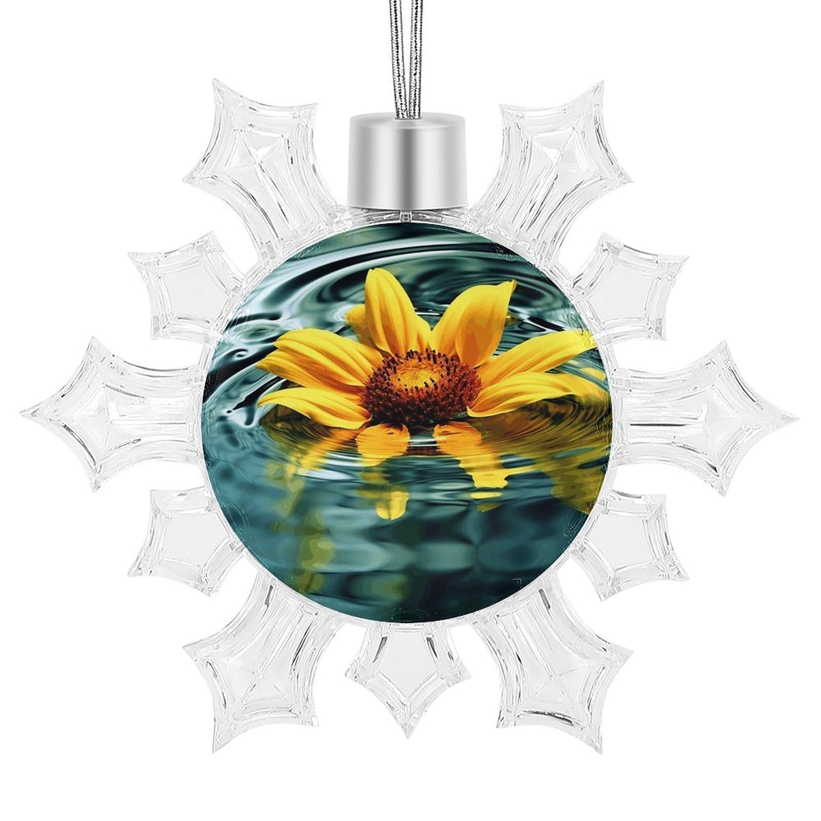 Sunflower in Water Snowflake Ornaments Cute Snowflake Pendant Exquisite Christmas Tree Ornaments for Christmas Weddings New Year Birthday Holiday Celebration