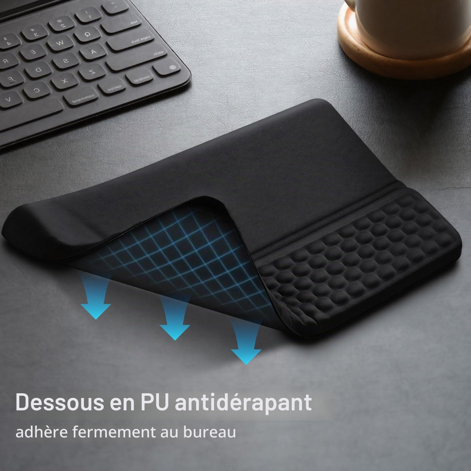 Fentar 2-en-1 Repose Poignet Clavier Ergonomique, Reposes-Poignets avec Fonction Socle, 43 cm Confortable Support Clavier, Mémoire de Mousse Douce, Accessoires Bureau Travail Maison et Jeu (Noir)