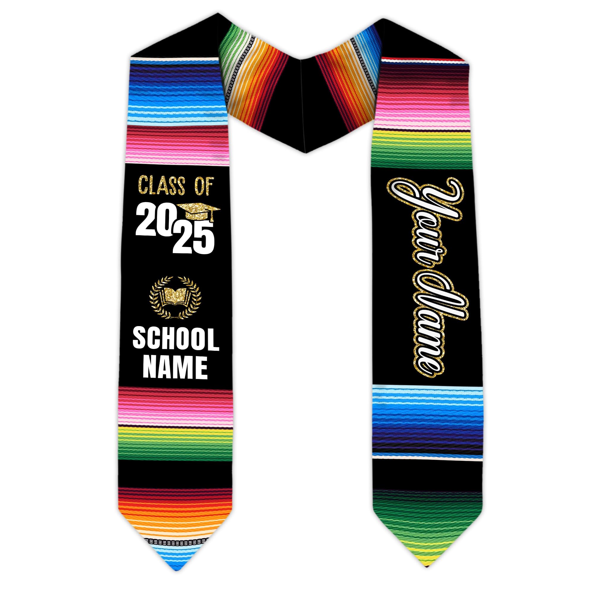 MonkeyVan Custom Mexican Graduation Sash Mexico Graduation Stole 2025 Mexican American Flag Graduation Sash Mexican Graduation M43