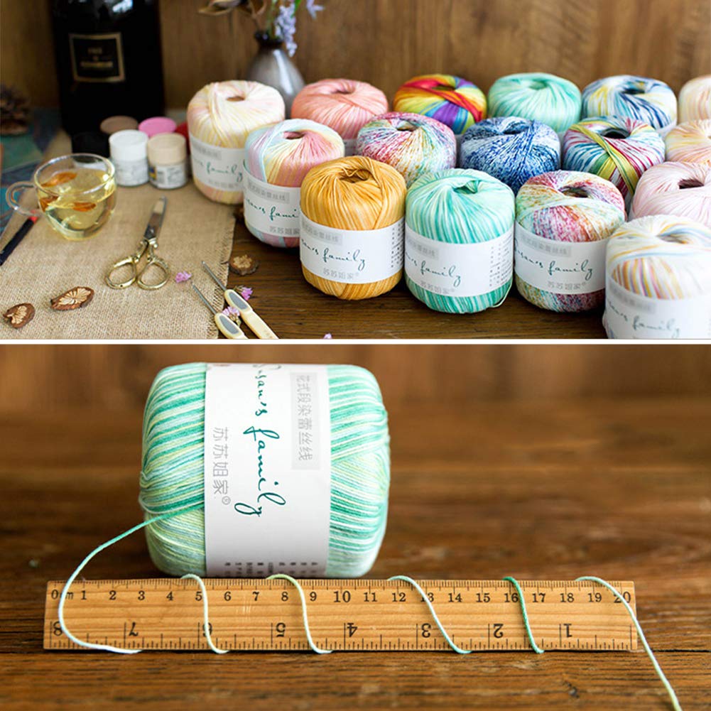 300G Segment Gefärbtes Spitze Garn-Bällen für Häkeln und Stricken Kleider Kleidung Tücher Halsbänder Taschen Puppen Hüte, Regenbogen,C
