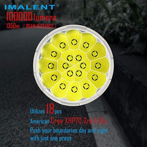 Miniatura 3 de IMALENT MS18 - Linterna más brillante de 100000 lúmenes linterna LED 18 luces LED Cree XHP702 linterna recargable potente de largo hasta 44291ft con