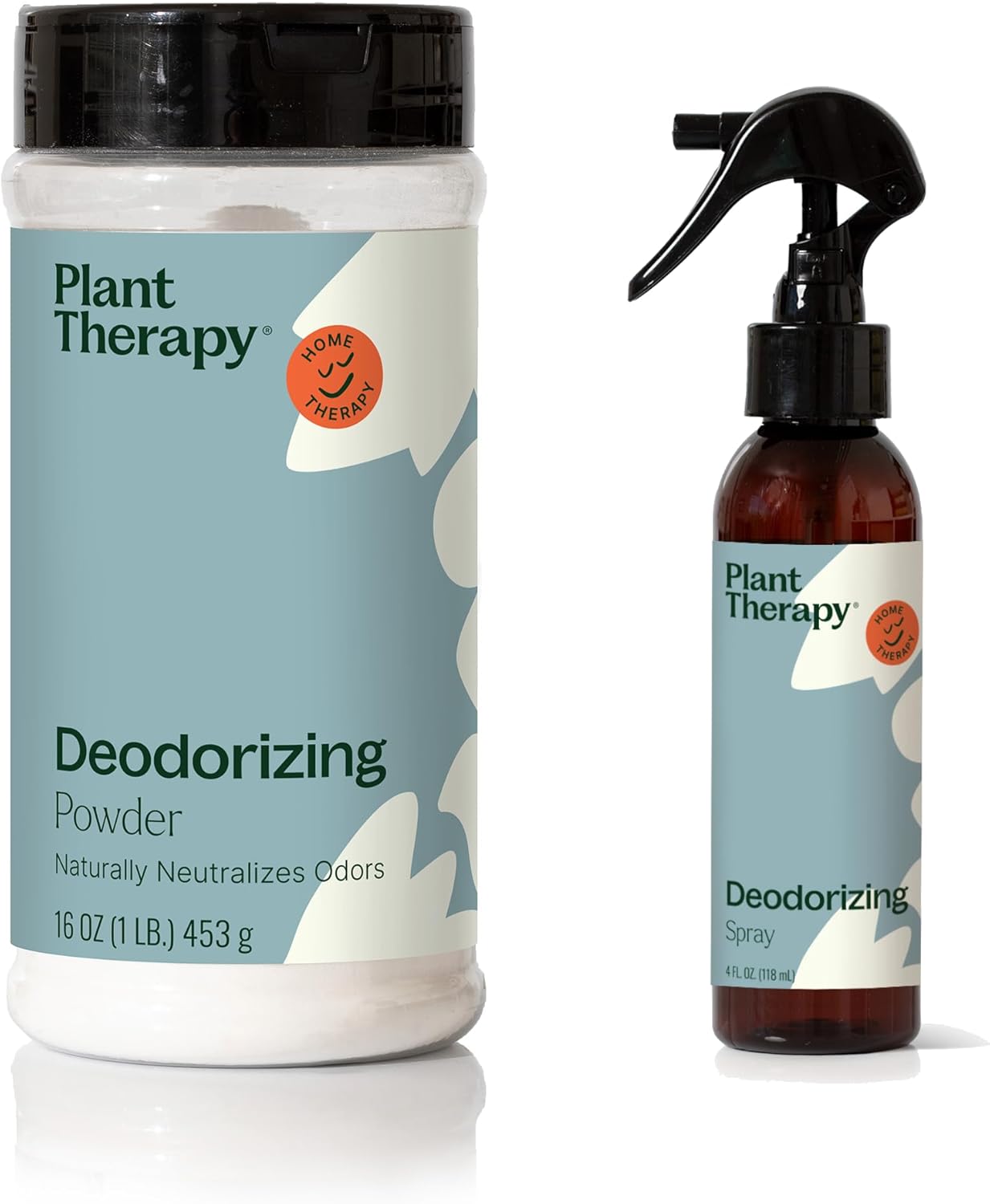 Plant Therapy Deodorizing Powder 16 oz & Deodorizing Room Spray 4 oz Quick, On-The-Go Freshness, Safe & Gentle for Everyday Use, Free from Harsh Chemicals & Synthetic Fragrances