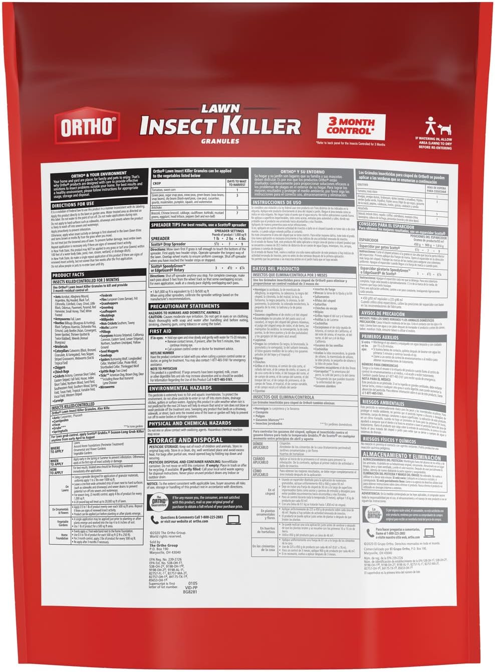 Ortho Lawn Insect Killer Granules: Treats up to 20,000 sq. ft., For Yard, Garden & Landscapes, Works on Listed Ants, Spiders, Fleas & Ticks, 20 lbs.