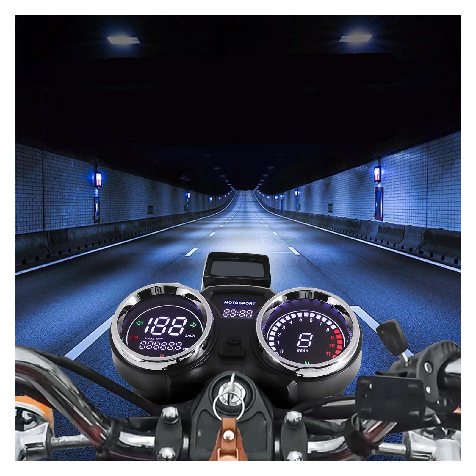 Contagiri contachilometri LED Digitale Moto Tachimetro RPM Contagiri Cruscotto TRIP ODO Orologio Livello Olio Indicatore 1-11 Marcia Per 150Gato 250cc