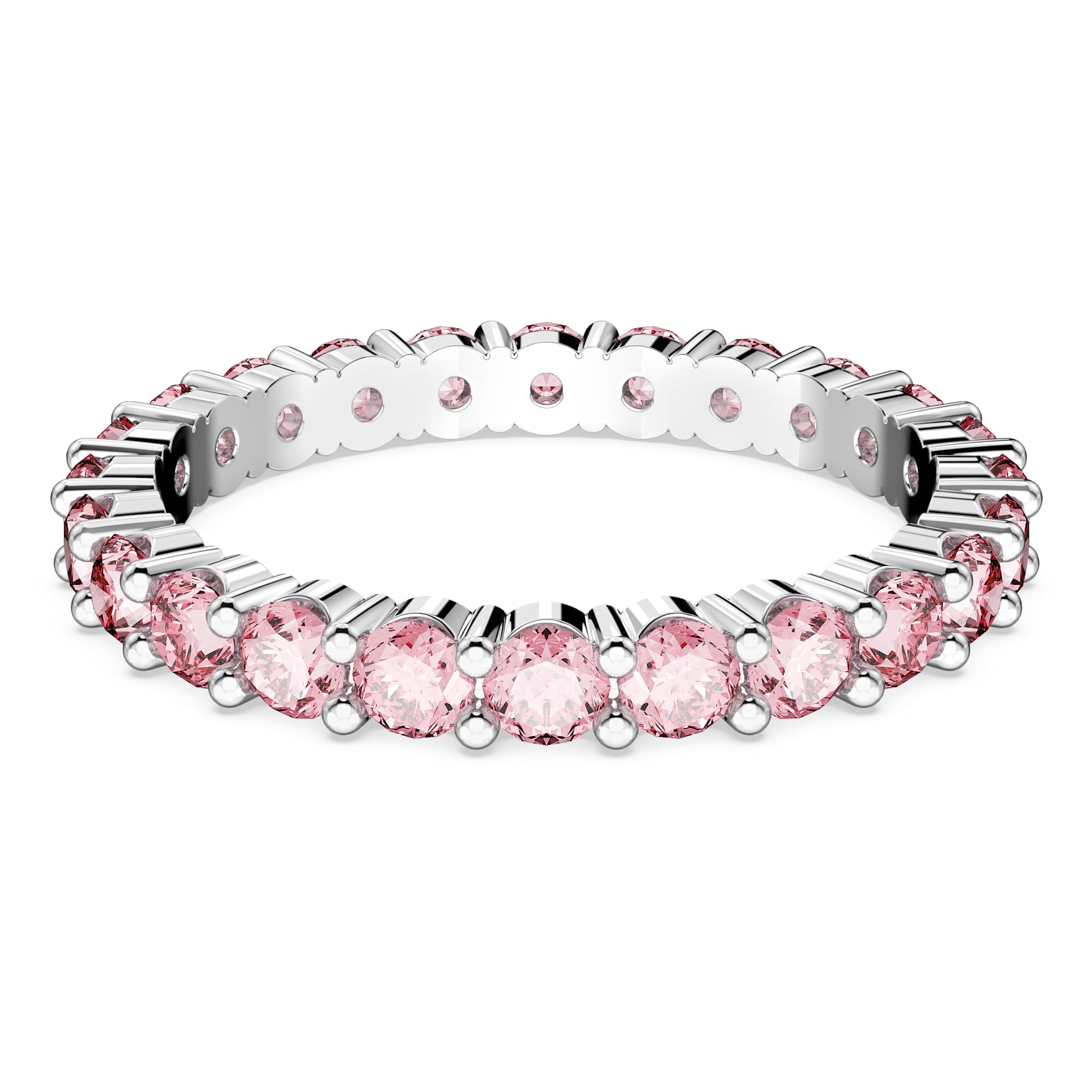 Swarovski Anello Matrix, Taglio Round, Rosa, Placcato rodio
