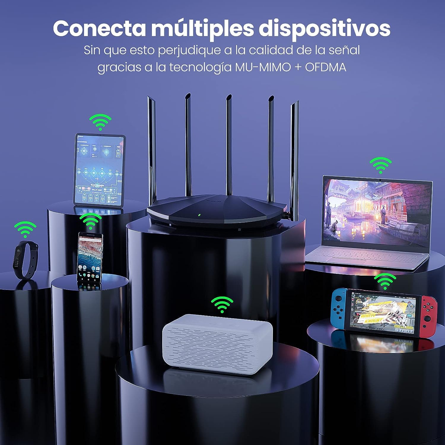 Tenda Router WiFi 6 AX1500, Doble Banda 2.4GHz/5GHz, Puerto LAN/WAN Gigabit, 5 Antenas de 6dBi, Modo Repetidor, Control Parental, WPA3, OFDMA, MU-MIMO, Beamforming, RX2 Pro Wi-Fi 6 Router