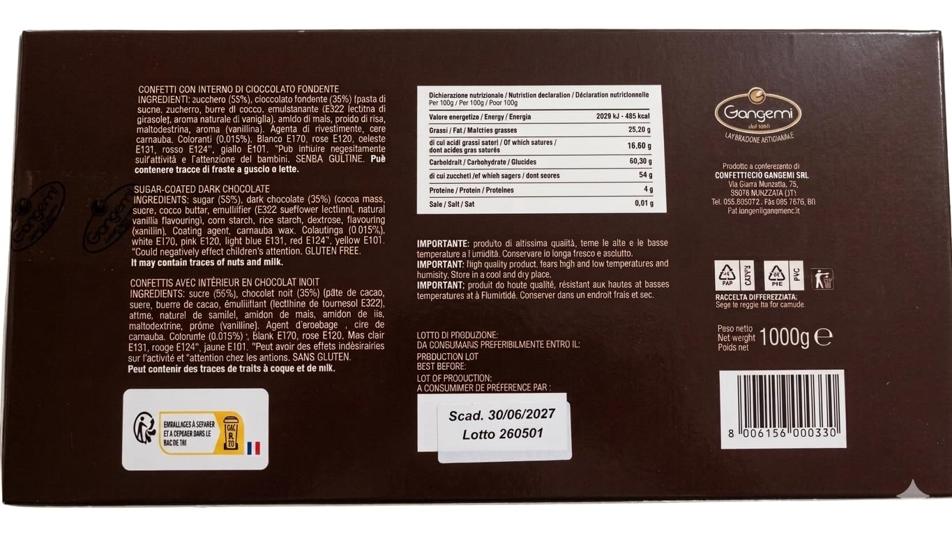 Gangemi Confetti Peladillas chocolate 1kg Rosado