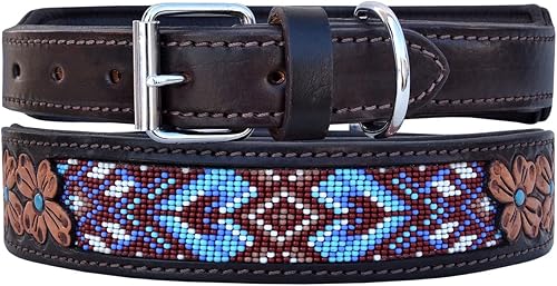 Miniatura 3 de Collar de cuero para perro, tamaño extra pequeño, estilo occidental, resistente, con cuentas ajustables y acolchado, suave para cachorros y perros