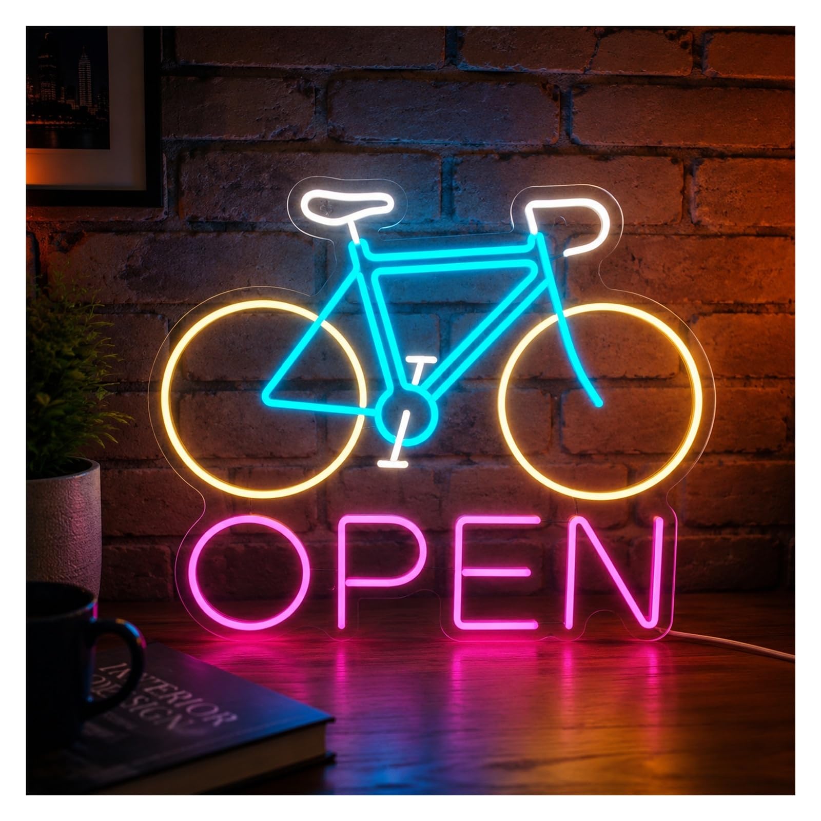 Decoración Lámparas Bicicleta Abierta Letrero De Neón | Estudio De Ciclismo Para Cafe Vibe 48cm
