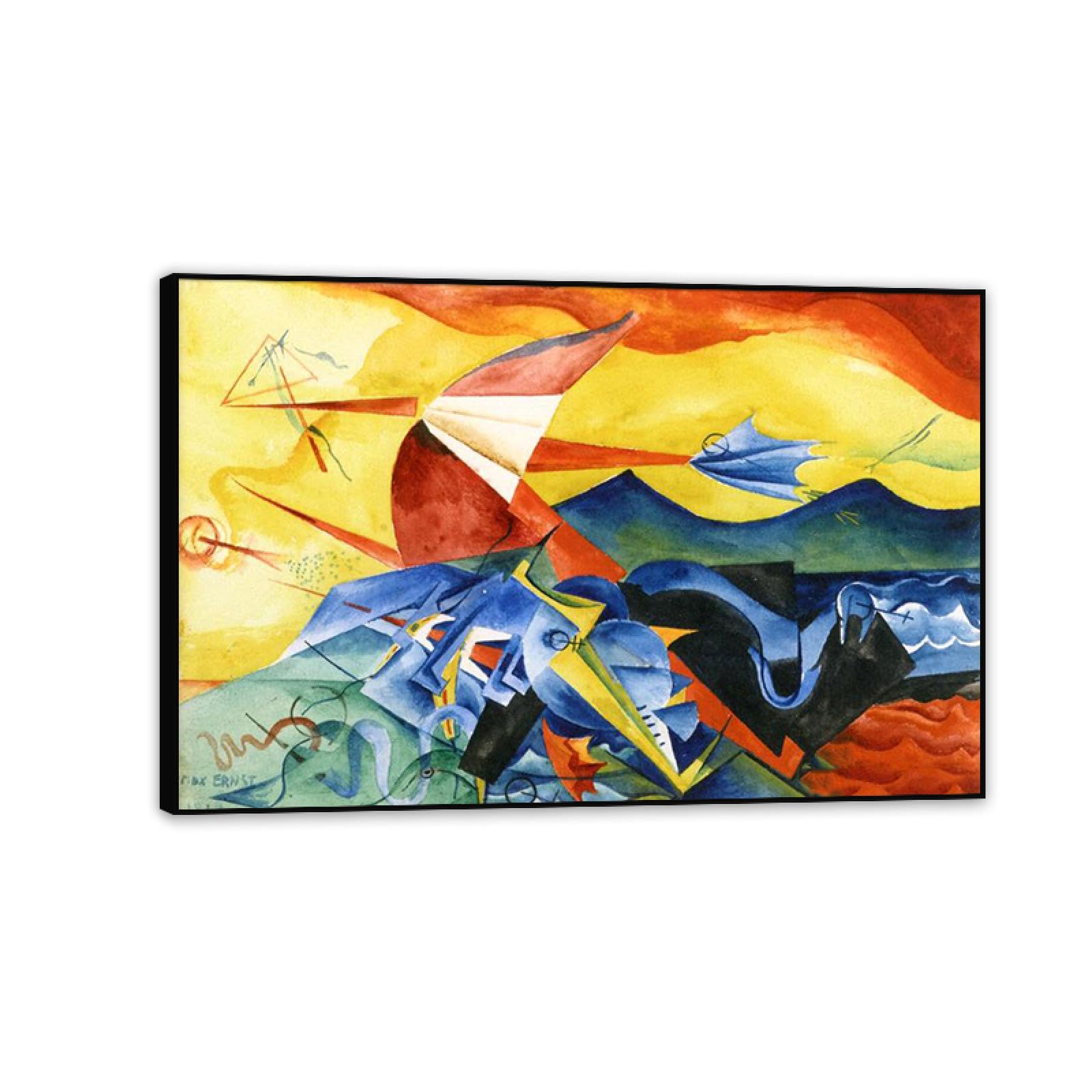 MYCGGDGH Max Ernst Canvas Wall Art Reproductions of Famous Paintings Composition Surrealist Art Prints Max Ernst Abstract Pictures Wall Decor for Living room bathroom 45x30cm(18x12in) Black Framed