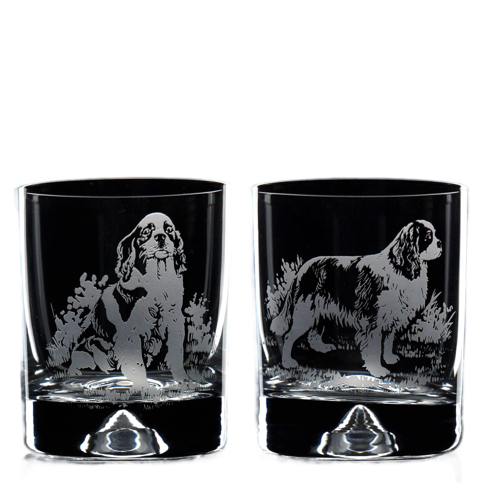 GLYPTIC Glass Art Cavalier King Charles Dog Placement Hand Etched/Engraved Whiskey Tumbler Glass — image 1
