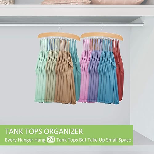 Miniatura 3 de 1 paquete de perchas para camisetas sin mangas, organizador de brasieres que ahorra espacio, 24 ganchos ajustables, soporte antideslizante para