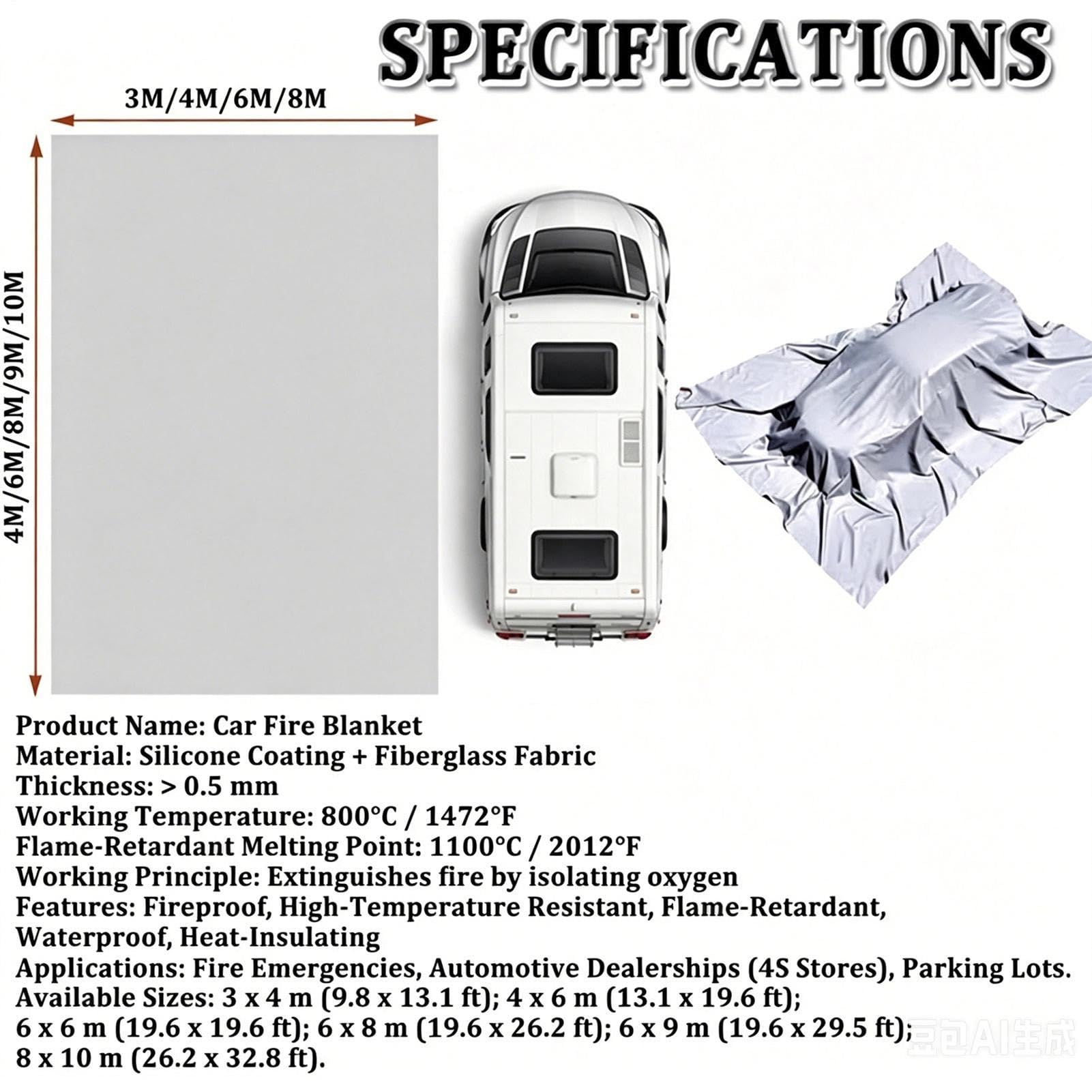 Manta de Seguridad Almohadilla Extintora Reutilizable Multiusos Ignifuga | Manta Protectora Ignifuga para coche, casa, fumador, exterior, desastre, chimenea, cocina