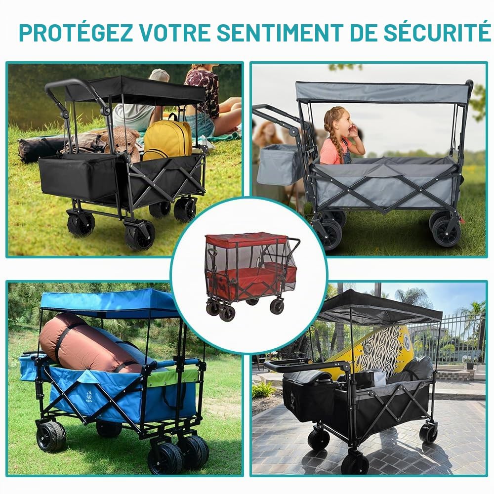 Chariot à roulettes pour Moustiquaire Universelle,Moustiquaire Poussette Universelle,Chariot Pliable Moustiquaire Universelle pour Chariots à Main,Poussettes,Résistant à la Déchirure et Lavable