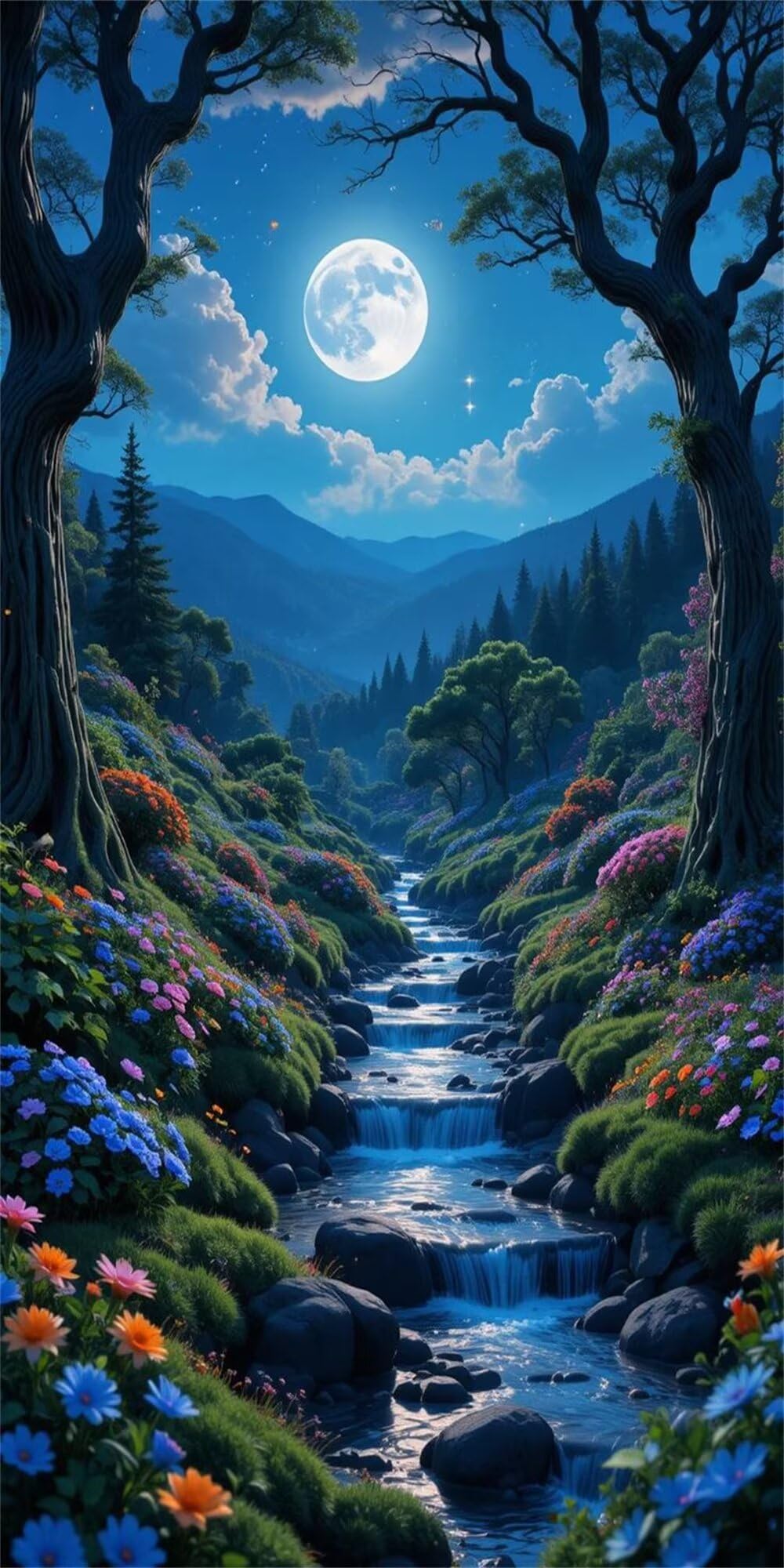 Księżyc duży, diamentowy obraz dla dorosłych, 60 x 120 cm, n5w-960