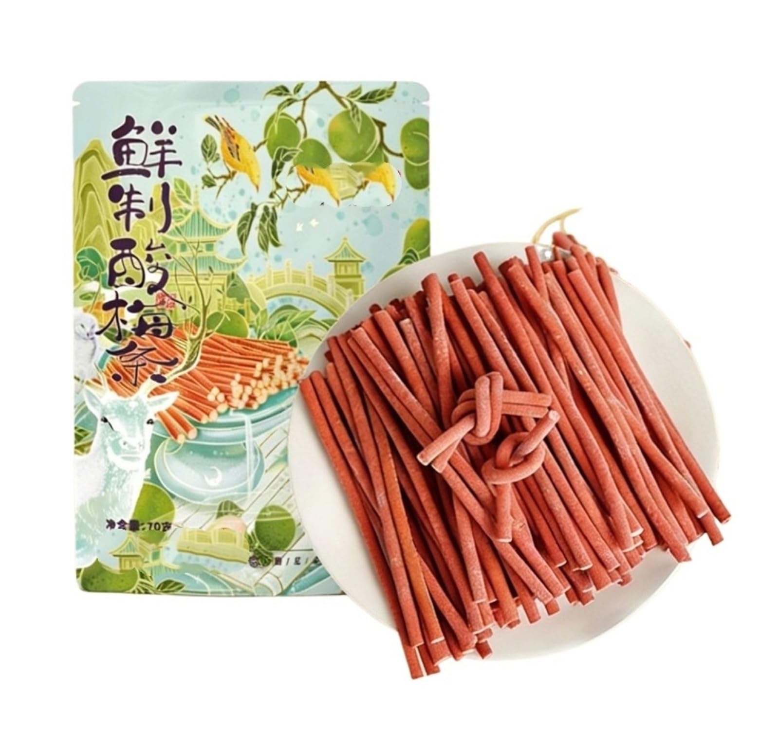 70 g de tiras de ciruela ácida, frutos secos agridulces, de pulpa gruesa y sin hueso(3pcs)