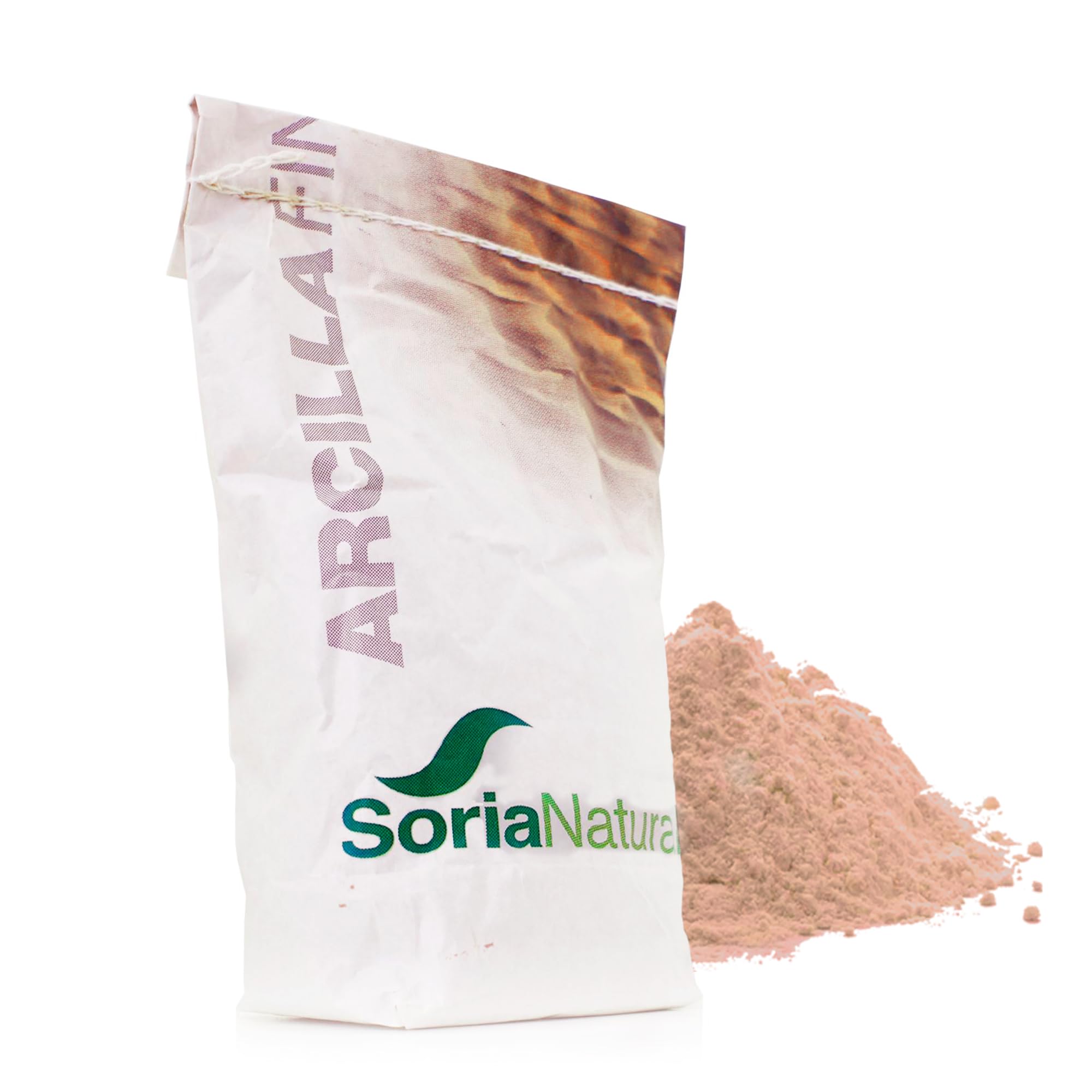 Soria Natural Arcilla Fina Roja – Absorbente y Purificante – 100% de Pureza, Textura Fina, Origen Natural - Puede Utilizarse como Mascarilla Facial, Enjuague Bucal – Uso Interno – Bolsa de 1kilo